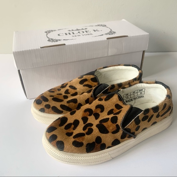 Chloe K New York Faux Leopard Hair Slip Ons - Picture 1 of 7